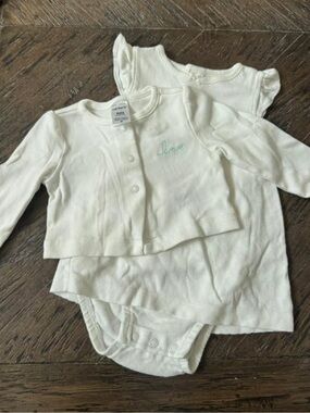 Carter's White Baby Onesie & Cardigan Set